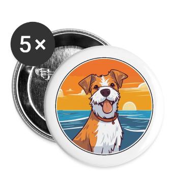 Plummer Terrier Hund Rasse Cartoon Kawaii Clipart - Buttons groß 56 mm (5er Pack) - Weiß - Vorne