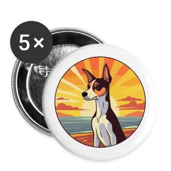 Ratte Terrier Hund Rasse Cartoon Kawaii Clipart Hund - Buttons groß 56 mm (5er Pack) - Weiß - Vorne