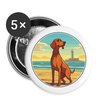 Redbone Coonhound Dog Breed Cartoon Kawaii Clipart - Buttons large 2.2''/56 mm (5-pack) - white - Front