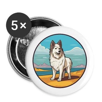 Sibérie occidentale Laika chien race dessin animé Kawaii chien - Lot de 5 grands badges (56 mm) - blanc - Devant