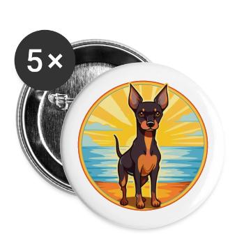 Toy Manchester Terrier Dog Breed Cartoon Kawaii - Buttons large 2.2''/56 mm (5-pack) - white - Front