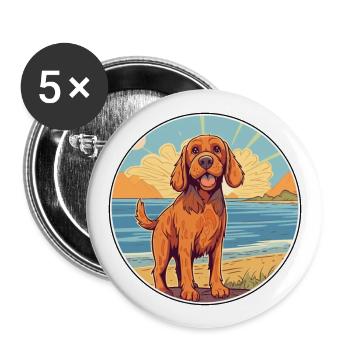 Stichelhaar Dog Breed Cartoon Kawaii Clipart Dog - Buttons large 2.2''/56 mm (5-pack) - white - Front