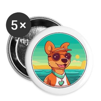 Volpino Italiano Hunderasse Cartoon Kawaii Clipart - Buttons groß 56 mm (5er Pack) - Weiß - Vorne