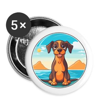 Ratonero Murciano chien race Cartoon Kawaii Clipart - Lot de 5 grands badges (56 mm) - blanc - Devant