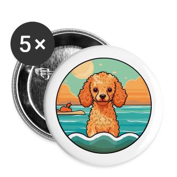 Toy Poodle Dog Breed Cartoon Kawaii Clipart Dog - Buttons large 2.2''/56 mm (5-pack) - white - Front