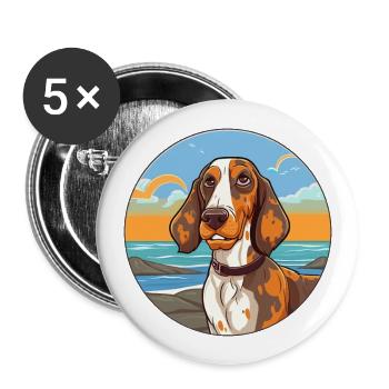 Russe Arlequin Hound chien race Cartoon Kawaii - Lot de 5 grands badges (56 mm) - blanc - Devant