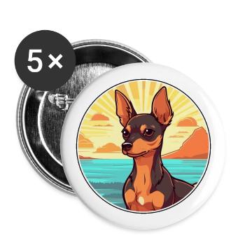 Russian Toy Terrier Dog Breed Cartoon Kawaii Dog - Buttons large 2.2''/56 mm (5-pack) - white - Front