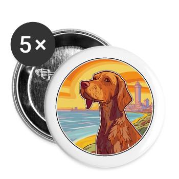 Cheveux durs Vizsla chien race Cartoon Kawaii Clipart - Lot de 5 grands badges (56 mm) - blanc - Devant