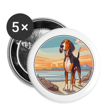 Treeing Walker Coonhound Hunderasse Cartoon Kawaii - Buttons groß 56 mm (5er Pack) - Weiß - Vorne