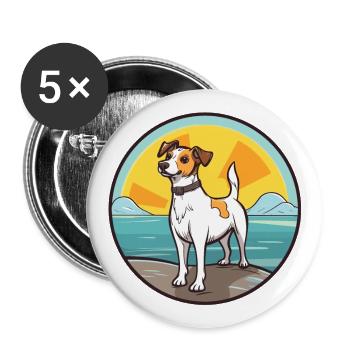 Tenterfield Terrier Hund Rasse Cartoon Kawaii Hund - Buttons groß 56 mm (5er Pack) - Weiß - Vorne