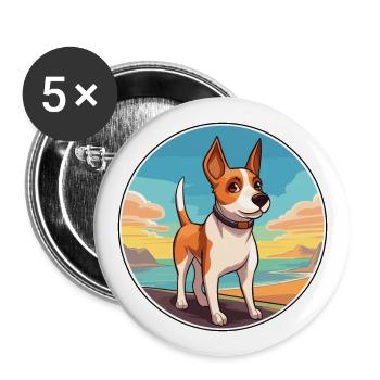 Teddy Roosevelt Terrier Hunderasse Cartoon Kawaii - Buttons groß 56 mm (5er Pack) - Weiß - Vorne