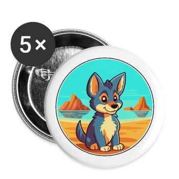 Tamaskan Dog Breed Cartoon Kawaii Clipart Dog Pet - Buttons large 2.2''/56 mm (5-pack) - white - Front
