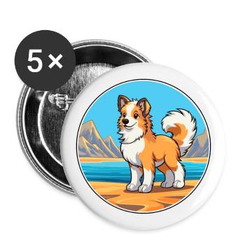 Taigan Kyrgyz Taighany Dog Breed Cartoon Kawaii - Buttons large 2.2''/56 mm (5-pack) - white - Front