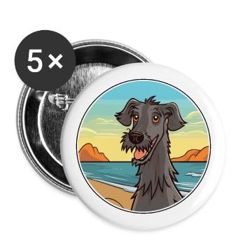 Scottish Deerhound Dog Breed Cartoon Kawaii Dog - Buttons large 2.2''/56 mm (5-pack) - white - Front