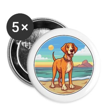 Serbischer Hund Rasse Cartoon Kawaii Clipart Hund - Buttons groß 56 mm (5er Pack) - Weiß - Vorne