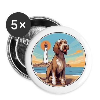 Spinone Italiano chien race Cartoon Kawaii Clipart - Lot de 5 grands badges (56 mm) - blanc - Devant