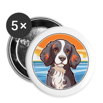 Spaniel Dog Breed Cartoon Kawaii Clipart Dog Pet - Buttons large 2.2''/56 mm (5-pack) - white - Front