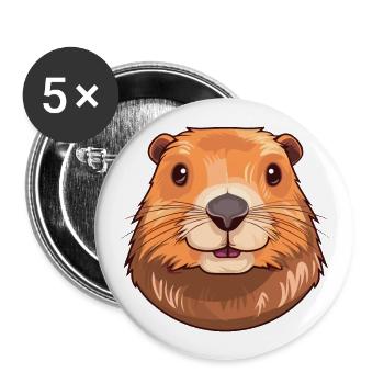 Marmotte Aquarelle colorée Cartoon Kawaii Pet - Lot de 5 grands badges (56 mm) - blanc - Devant