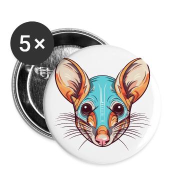 Elefant Spitzmaus Buntes Aquarell Cartoon Kawaii - Buttons groß 56 mm (5er Pack) - Weiß - Vorne
