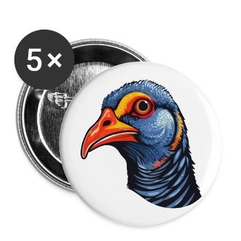 Perlhuhn Bunte Aquarell-Karikatur Kawaii Ani - Buttons groß 56 mm (5er Pack) - Weiß - Vorne