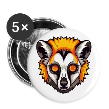 Lemur Colorful Watercolor Cartoon Kawaii Animal - Buttons large 2.2''/56 mm (5-pack) - white - Front