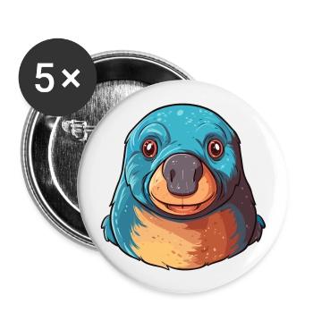 Mole Colorful Watercolor Cartoon Kawaii Animal - Buttons large 2.2''/56 mm (5-pack) - white - Front