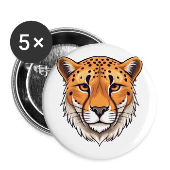 Guépard coloré aquarelle dessin animé kawaii Animal - Lot de 5 grands badges (56 mm) - blanc - Devant