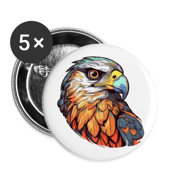 Falcon Colorful Watercolor Cartoon Kawaii Animal - Buttons large 2.2''/56 mm (5-pack) - white - Front