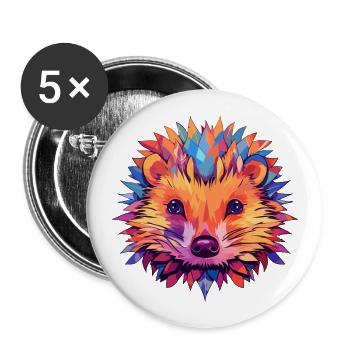 Igel Buntes Aquarell Cartoon Kawaii Tier - Buttons groß 56 mm (5er Pack) - Weiß - Vorne