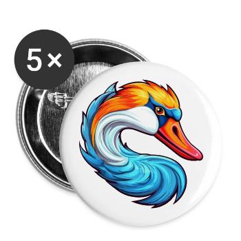 Schwan Buntes Aquarell Cartoon Kawaii Tier - Buttons groß 56 mm (5er Pack) - Weiß - Vorne
