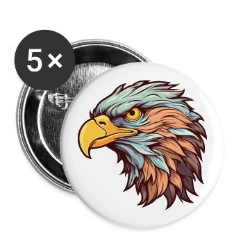 Adler Buntes Aquarell Cartoon Kawaii Tier - Buttons groß 56 mm (5er Pack) - Weiß - Vorne