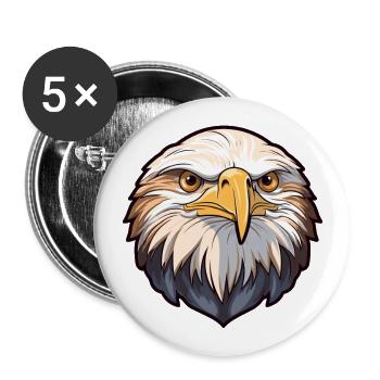 Weißkopfseeadler Bunte Aquarell-Karikatur Kawaii Anim - Buttons groß 56 mm (5er Pack) - Weiß - Vorne