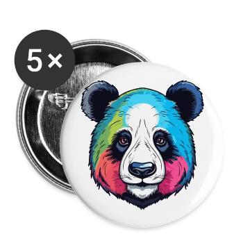 Panda Colorful Watercolor Cartoon Kawaii Animal - Buttons large 2.2''/56 mm (5-pack) - white - Front