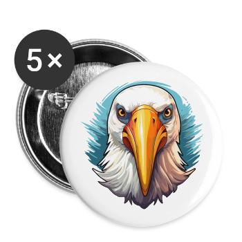 Albatros Bunte Aquarell-Karikatur Kawaii Anima - Buttons groß 56 mm (5er Pack) - Weiß - Vorne