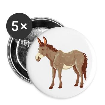 Donkey Colorful Watercolor Cartoon Kawaii Animal - Buttons large 2.2''/56 mm (5-pack) - white - Front