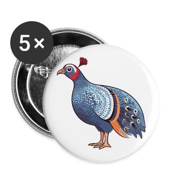 Guinea Fowl Colorful Watercolor Cartoon Kawaii Ani - Buttons large 2.2''/56 mm (5-pack) - white - Front