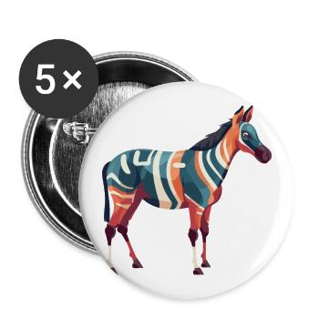 Okapi Colorful Watercolor Cartoon Kawaii Animal - Buttons large 2.2''/56 mm (5-pack) - white - Front