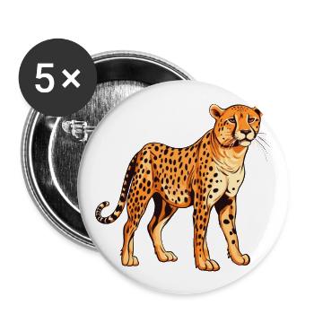 Guépard coloré aquarelle dessin animé kawaii Animal - Lot de 5 grands badges (56 mm) - blanc - Devant