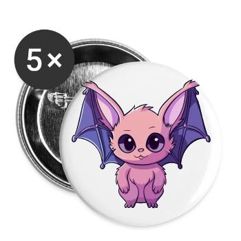Fledermaus buntes Aquarell Cartoon Kawaii Tier - Buttons groß 56 mm (5er Pack) - Weiß - Vorne