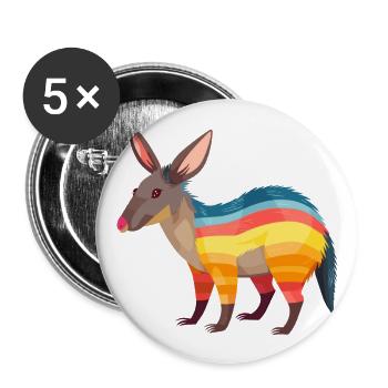 Aardvark Aquarelle Colorée Dessin Animé Kawaii Animal - Lot de 5 grands badges (56 mm) - blanc - Devant