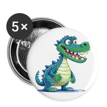 Krokodil bunte Aquarell-Karikatur Kawaii Anima - Buttons groß 56 mm (5er Pack) - Weiß - Vorne