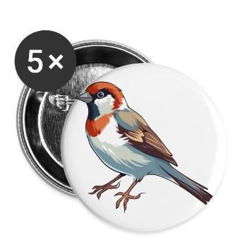 Sparrow Colorful Watercolor Cartoon Kawaii Animal - Buttons large 2.2''/56 mm (5-pack) - white - Front