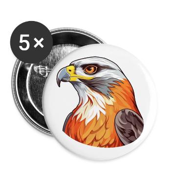 Falcon Colorful Watercolor Cartoon Kawaii Animal - Buttons large 2.2''/56 mm (5-pack) - white - Front