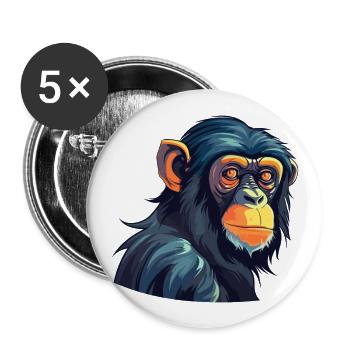 Bonobo Colorful Watercolor Cartoon Kawaii Animal - Buttons large 2.2''/56 mm (5-pack) - white - Front