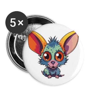 Aye Aye Bunte Aquarell-Karikatur Kawaii-Tier - Buttons groß 56 mm (5er Pack) - Weiß - Vorne