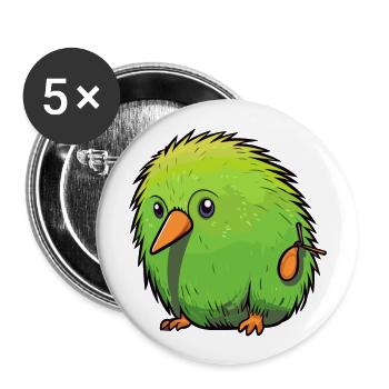Kiwi Haustier Buntes Aquarell Cartoon Kawaii Tier - Buttons groß 56 mm (5er Pack) - Weiß - Vorne