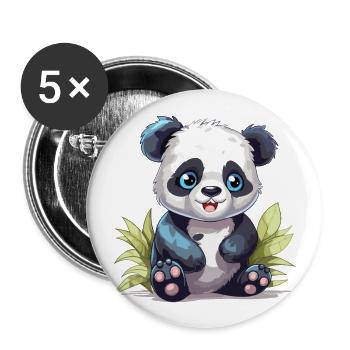 Niedlicher Panda Bunte Aquarell-Karikatur Kawaii Anim - Buttons groß 56 mm (5er Pack) - Weiß - Vorne