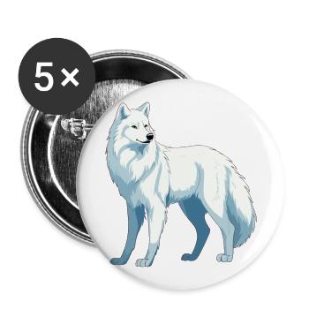 Arktischer Wolf Bunte Aquarell-Karikatur Kawaii Ani - Buttons groß 56 mm (5er Pack) - Weiß - Vorne