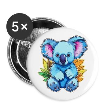 Koala Buntes Aquarell Cartoon Kawaii Tier - Buttons groß 56 mm (5er Pack) - Weiß - Vorne