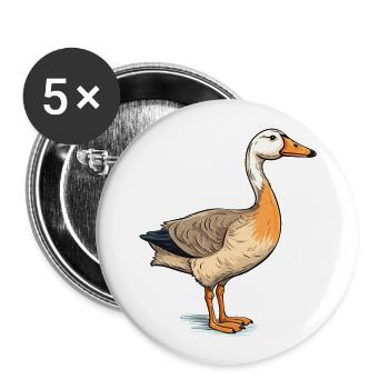 Gans buntes Aquarell Cartoon Kawaii Tier - Buttons groß 56 mm (5er Pack) - Weiß - Vorne